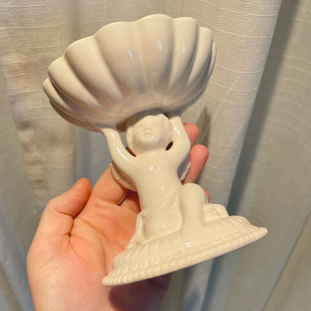 VTG Avon Cherub Soap Dish Holder Ivory White Etherial Bathroom Decor Jewelry